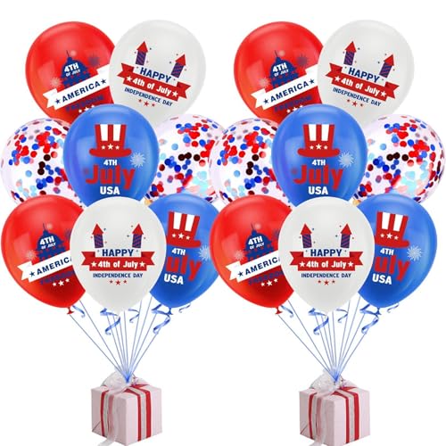 Teksome Unabhängigkeitstag-Dekorationsballons, blau-rot-weiße Ballons,16 Stück multifunktionale Ballonornamente - Zuverlässige und sichere Deko-Luftballons zum Unabhängigkeitstag, 4. Juli-Luftballons von Teksome