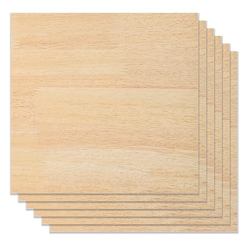 6 Stück Sperrholz, 3 mm Sperrholz, 30 x 30 cm unbehandeltes Holz, unbehandeltes Holz zum Basteln, Lasergravieren, CNC-Schneiden, Bemalen (Verbindung von Gummiholz) von Telituny