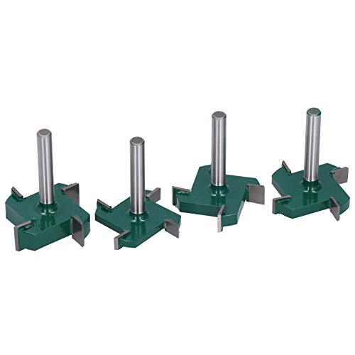 Router -Bits 1/4 Schaft, 4pcs Vier Seiten T -Slot -Schlitz Router Bit Holzbearbeitungsschneider Fräsenschneider, Holzfräsenschneider Holzbearbeitungswerkzeuge von Telituny