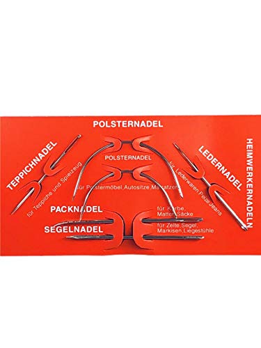 Heimwerker Nadel Set 6 Nadeln Polsternadel - Ledernadel - Packnadel - Segelnadel - Teppichnadel silber von Telliswelt