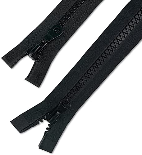 Telliswelt 2 Wege Reißverschluss teilbar schwarz mit beidseitiger Öffnung ca. 8mm extra breite stabile Kunststoffzähne - praktisch 3,9 cm breit 85 cm lang von Telliswelt