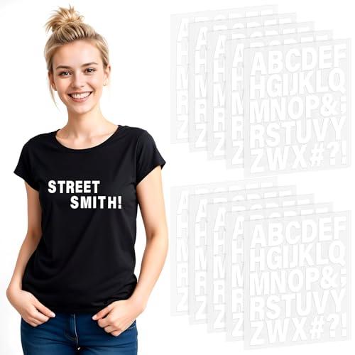 10 Blatt Buchstaben zum Aufbügeln für Stoff Bügelbild Selbst Gestalten 310 Stück Vinyl Buchstaben Aufbügeln Wärmeübertragungs A-Z Buchstaben für DIY Basteln T-Shirt Sport Trikot (Weiß) von Telooco