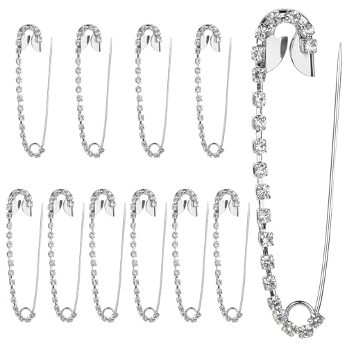 10 Stück Strassnadeln Dekorationsclip Schmuck Hijab Nadeln Anstecknadeln Pins Verschluss Silber Strass Sicherheitsnadel Broschen Hijab Pins Glänzende Broschen für Damen Kleidungsdekoration von Telooco