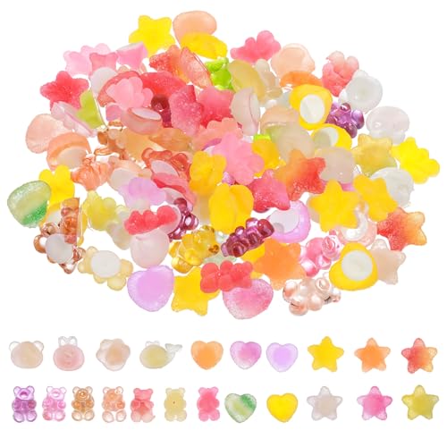 100 Stück Kunstharz 3D Aufkleber Selbstklebende Transparente Tassen Aufkleber Flache Rückseite Sticker Deko Glitzer Aufkleber Bunt Scrapbooking Sticker für DIY Tagebuch Fotoalben Notizbuch von Telooco