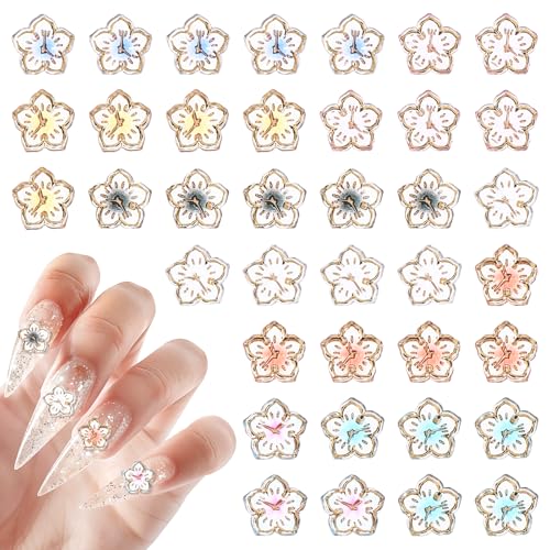 120 Stück Nail Art Charms Blumen Nails Charms Bunte Blumen Nagelschmuck 3D Blumen Nägel Charms Nail Design Kunstharz Blumen Nail Gems Bastel Nagelkunst Deko Süße Nagel Edelstein Schmuck von Telooco