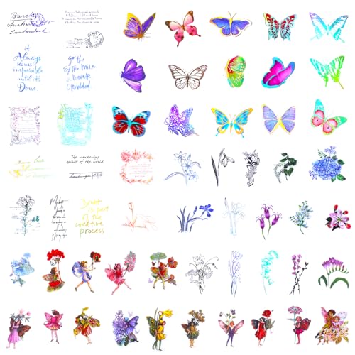 Blumen Sticker Set 120 Stück Scrapbooking Stickers Schmetterling Aufkleber Wasserfest Blumen Pflanzenaufkleber Aufkleber 4 Themen Sticker Blumen für Karten Scrapbooking Notizbuch Fotoalben von Telooco