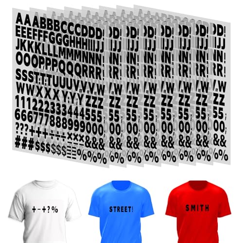 8 Blatt Schwarz Buchstaben zum Aufbügeln Patches Bügelbild Selbst Gestalten, 1328 Stück Buchstaben Aufbügeln Zahlen zum Aufbügeln Waschbar Bügelbuchstaben für Textilien Sport T-Shirt DIY von Telooco