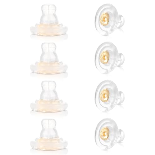 8 Stück Ohrring Verschluss Silikon Transparente Ohrring Stopper Gold Ohrstecker Verschluss Gummi Ohrringe Rücken Stopper Ersatz Hypoallergen Anti-Fall Ohrring Verschlüsse für Männer Frauen von Telooco