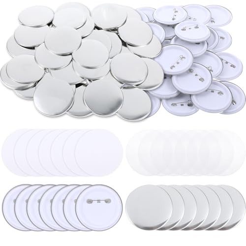 Knopfteile für Knopfmacher, 58 mm, blanko, mit Metallabdeckung, Kunststoff-Knopfabdeckung, Folie und blanko Papier, 200 Sets von Telooco