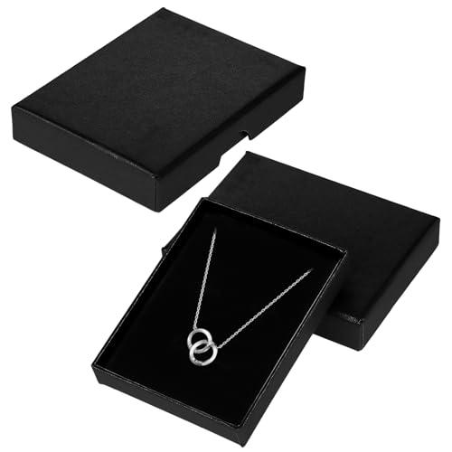 Telooco 2 Stück Schmuckkästchen Klein Geschenkbox mit Deckel Kleine Schmuckschachtel 7×9×1,6 cm Ohrringe Armband Schmuck Geschenkbox Quadrat Schmuckschatulle für Hochzeit Geburtstag (Schwarz) von Telooco