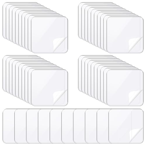 Telooco 50 Stück Transparent Doppelseitiges Klebeband 5,5x5,5 cm Klebende Aufkleber Klebepunkte Doppelseitig Klebepads Wasserfester Installationsband für Wandmalerei DIY Zuhause Büro von Telooco