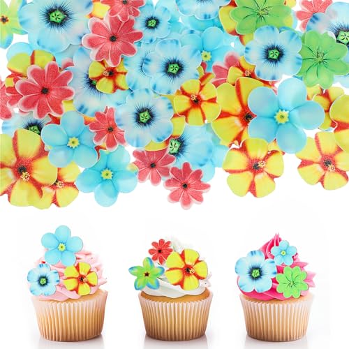 Telooco 75 Stück Blumen Cupcake Topper Hochzeit Tortendeko Blumen Kuchendekoration Essbar Oblatenpapier Torten Deko Babyparty Kuchendeko für Hochzeit Geburtstag Partyzubehör von Telooco