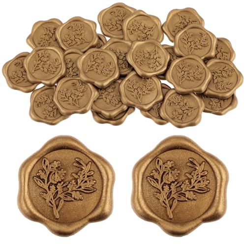 Wachssiegel Selbstklebend 25 Stück Wachssiegel Aufkleber Siegelaufkleber Briefumschläge Wax Seal Siegel Aufkleber für Hochzeit Geburtstag Party Einladungen Geschenkverpackungen (Gold) von Telooco