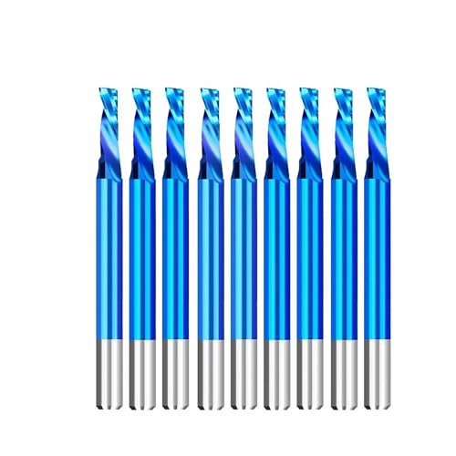 Temhyu 10PCS 3,175mm Schaft CNC Mais Router Bits Fräser Nano Blau Beschichtet Hartmetall Gravur Cutter CNC Fräsen werkzeuge(10pcs 1 Flute 2x8mm) von Temhyu