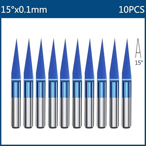 Temhyu 10PCS 3,175mm Schaft CNC Mais Router Bits Fräser Nano Blau Beschichtet Hartmetall Gravur Cutter CNC Fräsen werkzeuge(10pcs 15Dx0.1) von Temhyu