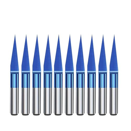 Temhyu 10PCS 3,175mm Schaft CNC Mais Router Bits Fräser Nano Blau Beschichtet Hartmetall Gravur Cutter CNC Fräsen werkzeuge(10pcs 20Dx0.1) von Temhyu