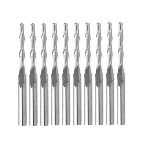 Temhyu 10PCS 3,175mm Schaft Ende Mühle Gravur Bits Set CNC Router Bits Ball Nase Ende Mühle PCB Fräser hartmetall Fräsen Werkzeuge(10pcs Ball Nose) von Temhyu