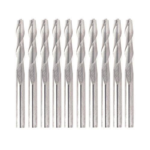 Temhyu 10PCS 3,175mm Schaft Ende Mühle Gravur Bits Set CNC Router Bits Ball Nase Ende Mühle PCB Fräser hartmetall Fräsen Werkzeuge(10pcs Flat End Mills) von Temhyu