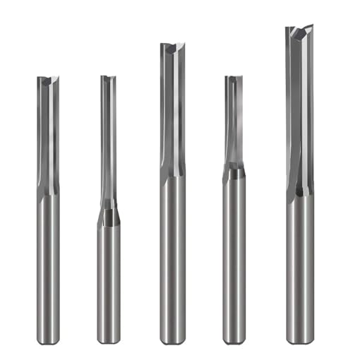 Temhyu 10Pcs 3,175/4/5/6/8mm Schaft Zwei Flöten Gerade Slot Wolfram Stahl fräser Hartmetall CNC Ende Mühle Holz Cutter Router Bit(3.175x2.5x10x38L) von Temhyu