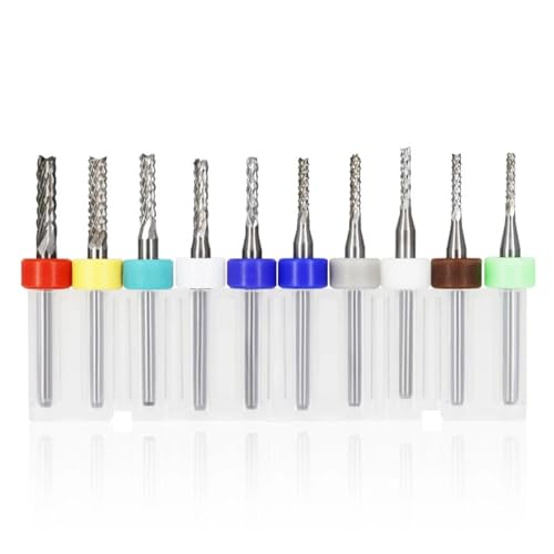 Temhyu 10Pcs 3,175mm Mais Zähne Fräser PCB Router Bits Rechts Spirale Schaftfräser Hartmetall CNC Gravur Werkzeuge 0,5-3,175mm(10pcs 1.9mm) von Temhyu