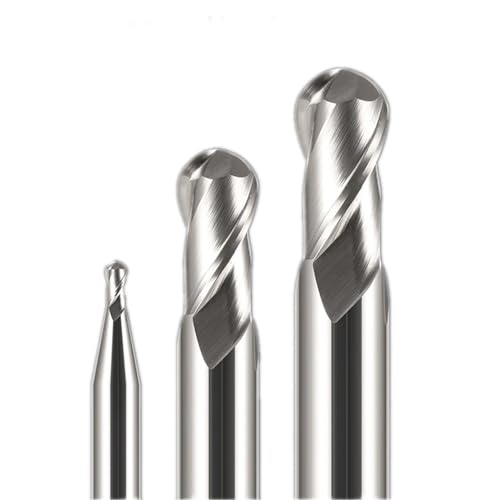 Temhyu HRC50 55 65 2 Flöten Kugelfräser Wolframkarbidfräser CNC Fräser Fräswerkzeug R0,5 R1 R1,5 Kugelkopf 6 mm 8 mm 10 mm(HRC55-AL,R10xD20x100 2F) von Temhyu