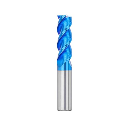 Temhyu HRC60 1–12 mm Fräser, Aluminiumfräser, CNC-Maschinenfräser, blau beschichtet, 3 Flöten, Hartmetall-Schaftfräser, Spiralfräser(2xD4x5x50L) von Temhyu