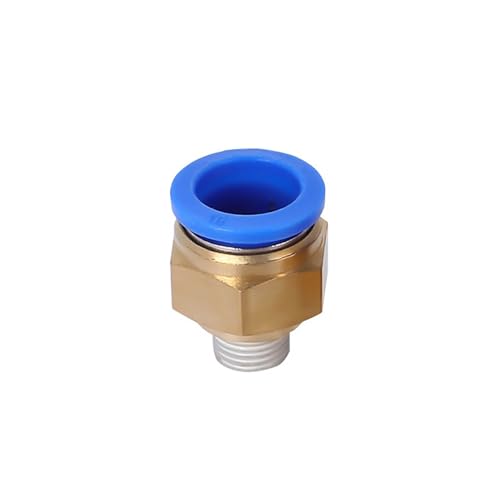 Temhyu PC4/6-M6/M8/M10/M12 Männliche Pneumatische FittingsMetrisches Gewinde Rohrverbinder Messing Push In Schnellkupplung Luftschlauch Sanitär (Color : PC 6mm-M8x1) von Temhyu