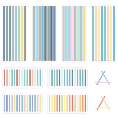 Temiary 1840 Blatt Transparentes Textmarker-Klebeband, abnehmbar, Hervorhebungsstreifen, Seitenmarkierungen, Index-Tabs, ästhetische Haftnotizen für Büro, Schulbedarf (langes & kurzes von Temiary