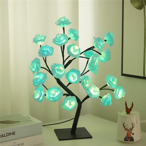 Rose Baumlampe, USB Rosenbaumlicht Mit 24 LED Lichtern, Rose LED Baum Mit Verstellbaren Zweigen, Rose Leuchtbaum Geeignet Für Heimdekoration, Party, Weihnachten, Hochzeit. von Temoo