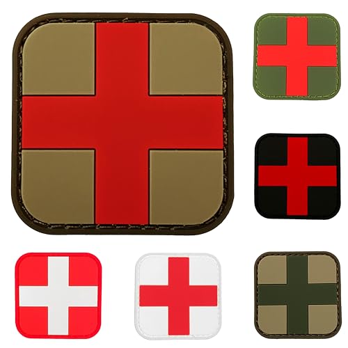 Medic Patch Erste-Hilfe-EMT EMS, taktisches Militär-Templar Armoury mit Klettverschluss, PVC, Schwarz, O.D. Grün, Kojotenbraun, Multicam, Rot und Weiß (Coyote Brown) von Templar Armoury