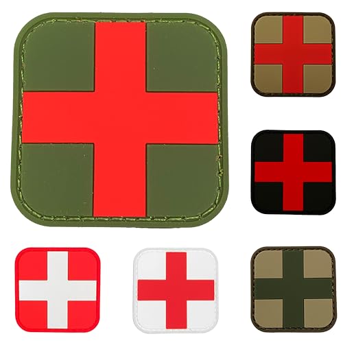 Medic Patch Erste-Hilfe-EMT EMS, taktisches Militär-Templar Armoury mit Klettverschluss, PVC, Schwarz, O.D. Grün, Kojotenbraun, Multicam, Rot und Weiß (OD Green) von Templar Armoury