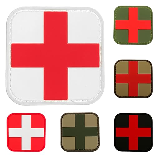 Medic Patch Erste-Hilfe-EMT EMS, taktisches Militär-Templar Armoury mit Klettverschluss, PVC, Schwarz, O.D. Grün, Kojotenbraun, Multicam, Rot und Weiß (Weiß) von Templar Armoury