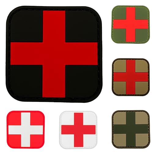 Medic Patch Erste-Hilfe-EMT EMS Tactical Military Templar Armoury Klettverschluss Rückseite PVC, Schwarz, O.D. Grün, Coyote Brown, Multicam, Rot und Weiß (Schwarz) von Templar Armoury