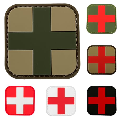 Medic Patch Erste-Hilfe-EMT-EMS-taktisches Militär-Templar Armoury mit Klettverschluss-Rückseite, PVC, Schwarz, O.D. Grün, Kojotenbraun, Multicam, Rot und Weiß (Multicam) von Templar Armoury