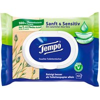 Tempo Feuchtes Toilettenpapier Sanft & Sensitiv 1-lagig, 42 Tücher von Tempo