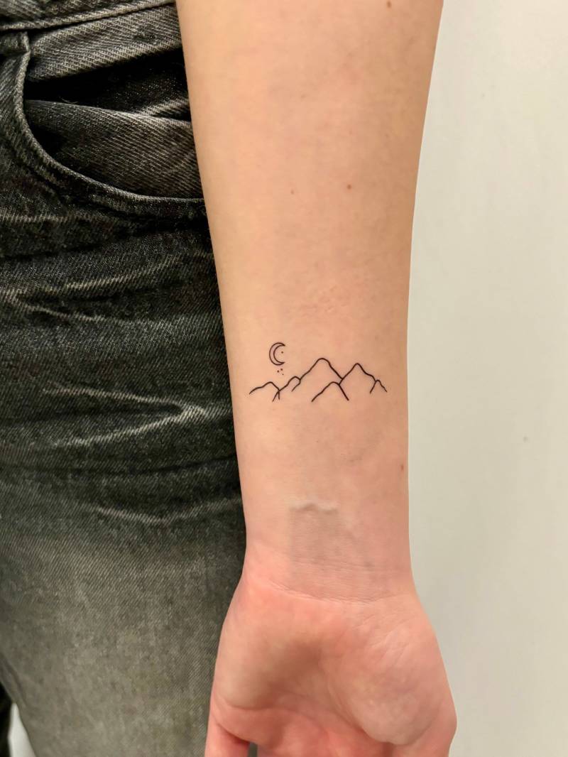 Berg Und Mond Temporäres Tattoo | 2Er Set/Natur Fake von TemporaryTattooInc