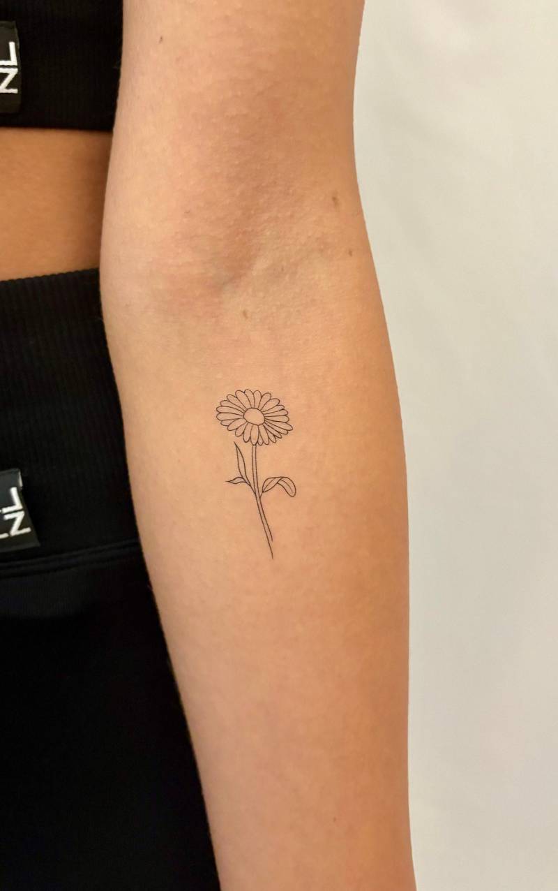 Gänseblümchen Temporäres Tattoo | 2Er Set/Fake Blume Schwarz von TemporaryTattooInc