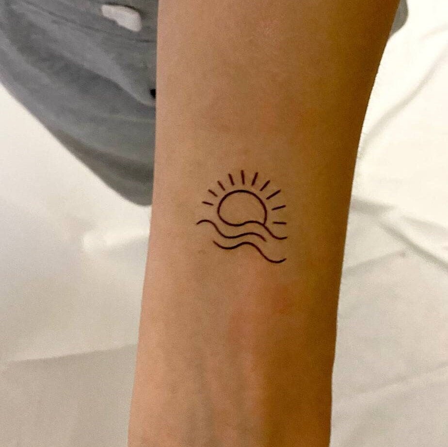 Sonnenuntergang Temporäres Tattoo | 3Er Set/Meer Wellen Ozean von TemporaryTattooInc