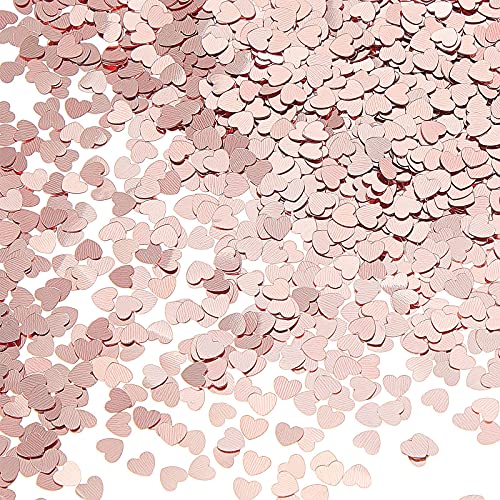 Tenare* 6 mm Herzkonfetti Hochzeitskonfetti Konfetti in Roségold Metallisches Konfetti Glitzer für Hochzeit Brautparty Bridal Shower Junggesellenabschied Verlobungsantrag Valentinstag Tischdekoration von Tenare