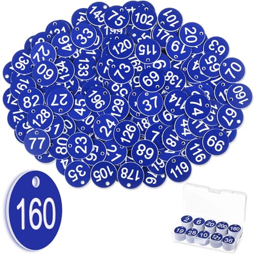 Tenare 1-200 Kunststoff Nummernschilder Nummerierte Gravierte Nummernschilder Bienenstock Etiketten ID Tags mit Loch, ohne Schlüsselringe(Marineblau) von Tenare