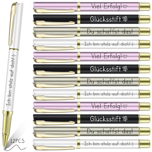 Tenare 12 Dankeschön Geschenkset für Kollegen Glücksbringer Glücksstift Metall Motivation Kugelschreiber Team Abschiedsgeschenk(Gemischte Farben) von Tenare