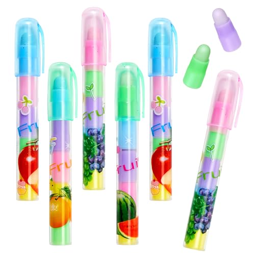 Tenare 12 Stück Stift Stil Radiergummis Stiftförmige Schiebbare Radiergummis in Obst Stil Stapelbare Niedliche Bunte Ästhetische Gummis für Kinder Künstler Schreibwaren Geburtstag Geschenk Bürobedarf von Tenare