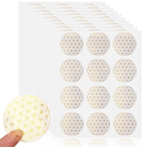 Tenare 120 Stück Blume des Lebens Aufkleber Ø50 mm Transparent Lebensblume Etiketten Yoga Energie Sticker mit Glänzender Metallfolie Spirituell Symbole Selbstklebende Sticker für Deko Geschenk, Gold Tenare 120 Stück Blume des Lebens Aufkleber Ø50 mm Transparent Lebensblume Etiketten Yoga Energie Sticker mit Glänzender Metallfolie Spirituell Symbole Selbstklebende Sticker für Deko Geschenk, Gold von Tenare