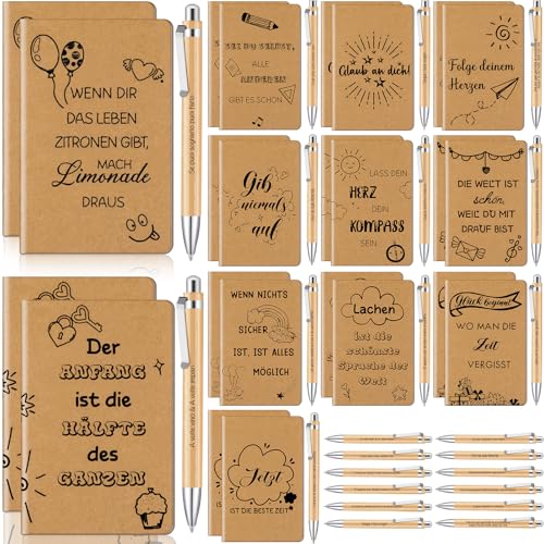 Tenare 24 Set Inspirierende Danke Geschenken Enthalten Motivierendes Kraftpapier Mini Notizblock mit Spruch und Motivation Stifte mit Gravur Geschenk zu Weihnachten für Kollegen Mitarbeiter Lehrer von Tenare