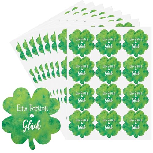 Tenare 240 Stickers Kleeblatt Glück Geschenkaufkleber Eine Portion Glück 5 cm Glücksbringer Sticker Vierblättrige Kleeblatt Aufkleber für Geschenktüte Prüfung Einladungskarte Freunden Weihnachten von Tenare