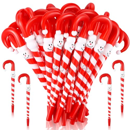 Tenare 60 Stück Weihnachten Kugelschreiber Zuckerstangen Stifte mit Schwarzer Tinte Weihnachten Schneemann Stifte Weihnachtsstifte für Weihnachtsfeier Party Geschenke Mitgebsel von Tenare