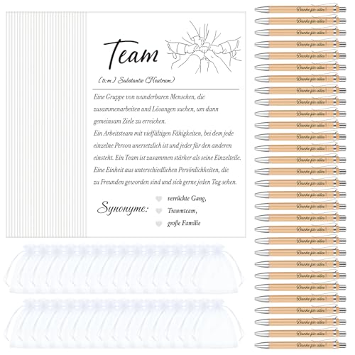 Tenare Geschenkset für Kollegen Team Karten Abschiedskarten Kugelschreiber mit Gravur Kugelschreiber Danke für Alles Organza Beutel Dankeschön Geschenke für Kollegin Büro Arbeit(30 Sets) von Tenare