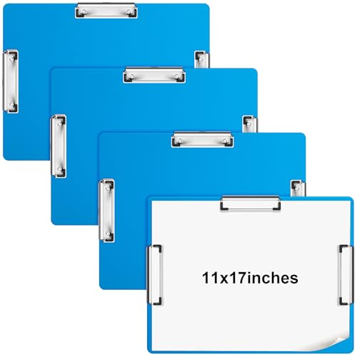 Tenceur Klemmbrett mit drei Clips, 28,9 x 43,2 cm, extra großes Klemmbrett, horizontales Zeichnen, Klemmbrett, 27,9 x 43,2 cm, blaues Kunst-Klemmbrett, Skizzieren, Querformat, Klemmbrett für Schule, von Tenceur