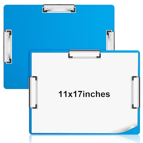 Tenceur Klemmbrett mit drei Clips, 28,9 x 43,2 cm, extra großes Klemmbrett, horizontales Zeichnen, Klemmbrett, 27,9 x 43,2 cm, blaues Kunst-Klemmbrett, Skizzieren, Querformat, Klemmbrett für Schule, von Tenceur