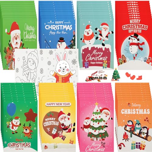 Tenceur Weihnachts-Malbücher für Kinder, Mini-Weihnachts-Malbuch, Großpackung für Weihnachten, Party, Strumpffüller, Geschenktüten, Schule, Klassenzimmer, Aktivität, Partyzubehör, Geschenke, 72 Stück von Tenceur